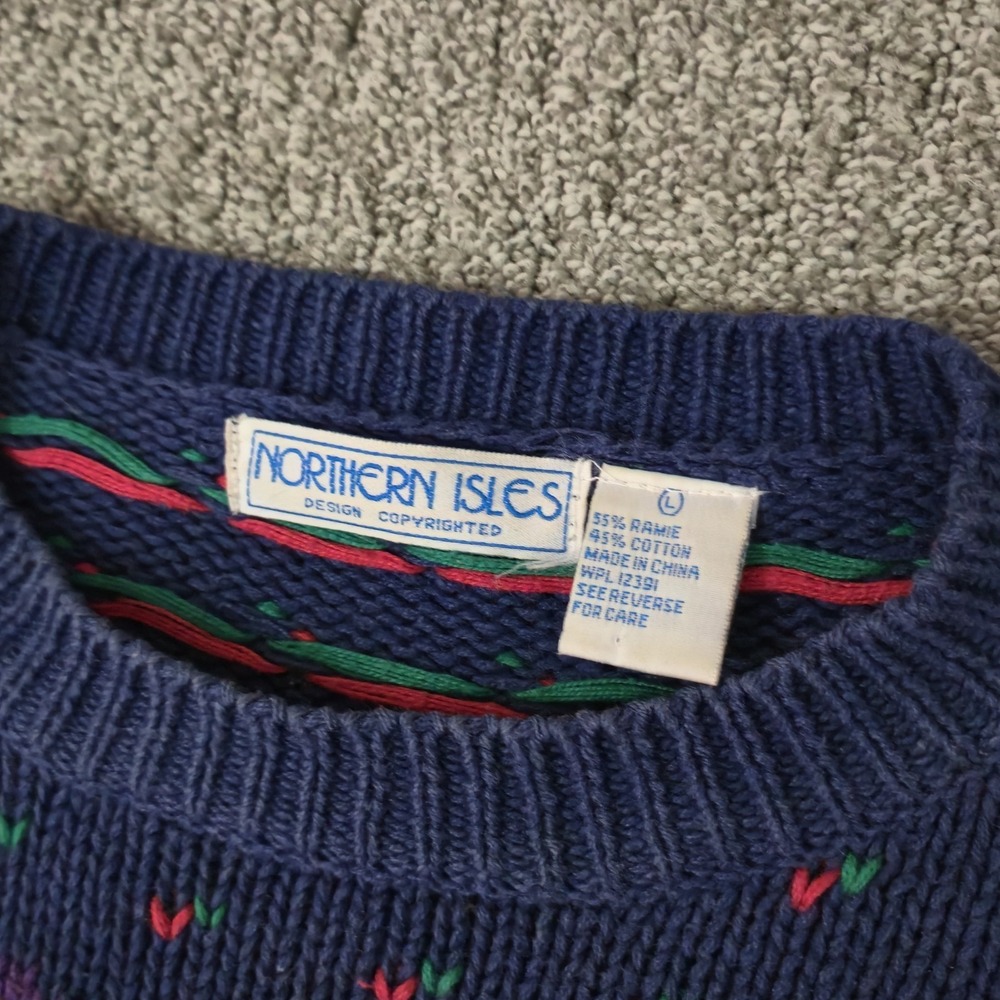 Vintage Northern Isles Americana Pumpkin Farm Knit Sweater Size Large Cute - Picture 3 of 7